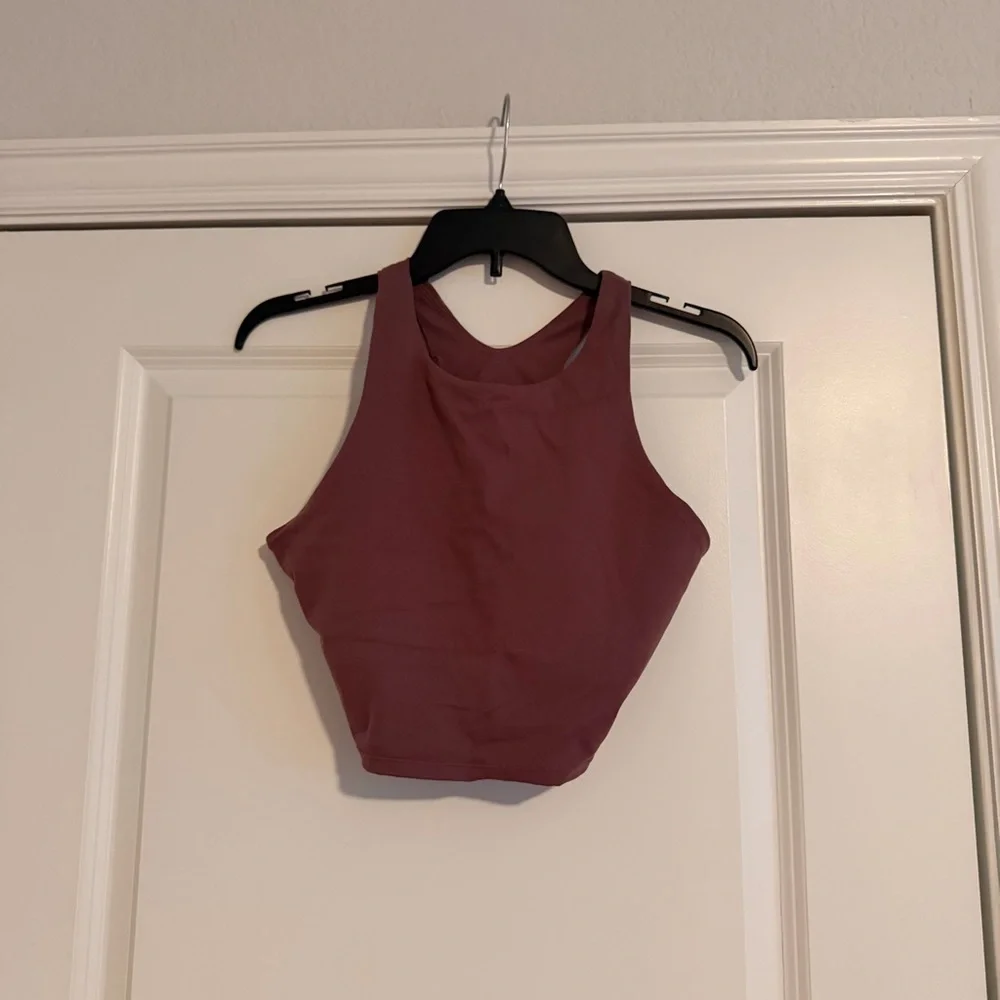 CRZ YOGA MAUVE HIGH NECK LONGLINE SPORTS BRA SIZE MEDIUM - Picture 2 of 3